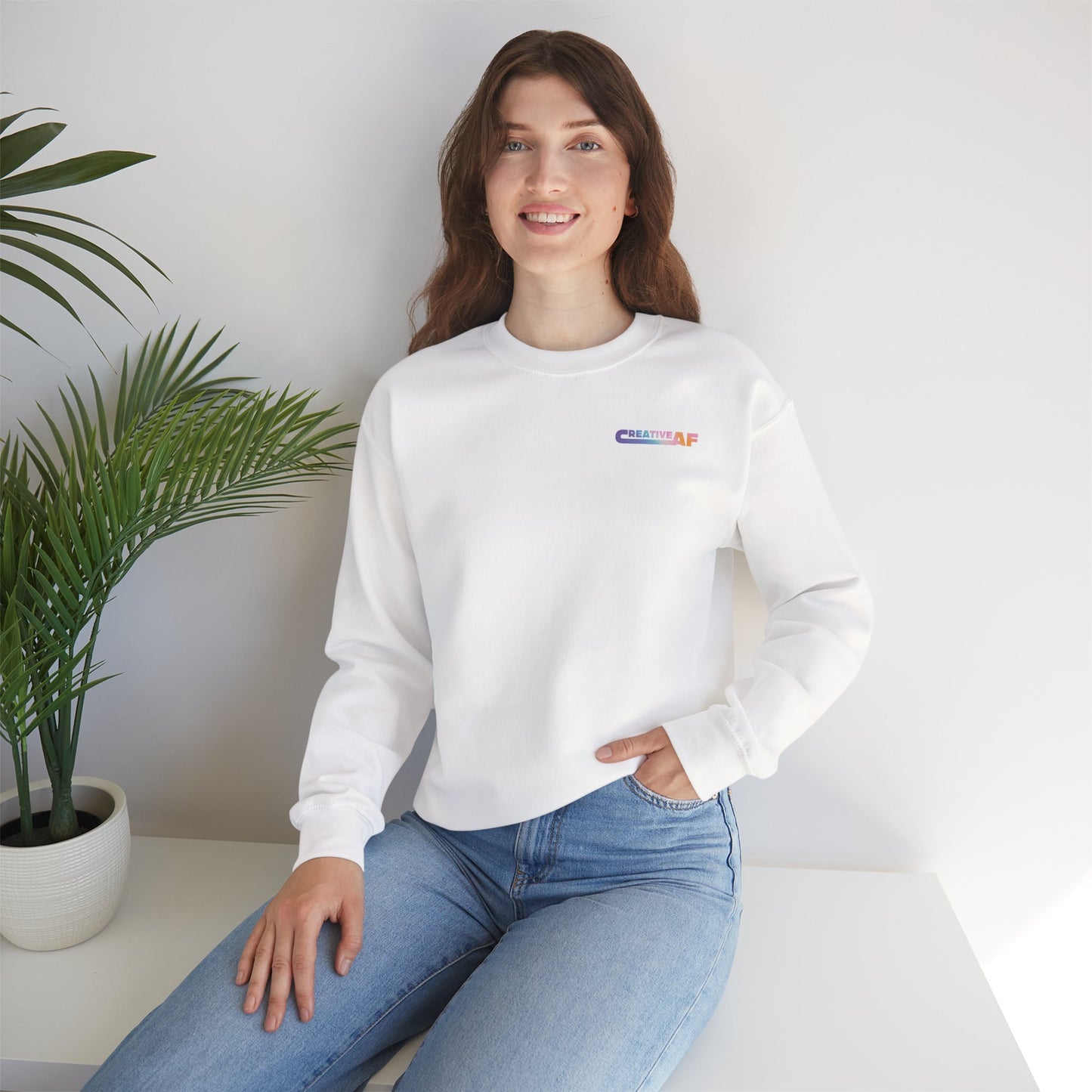 White Creative AF Crewneck Sweatshirt